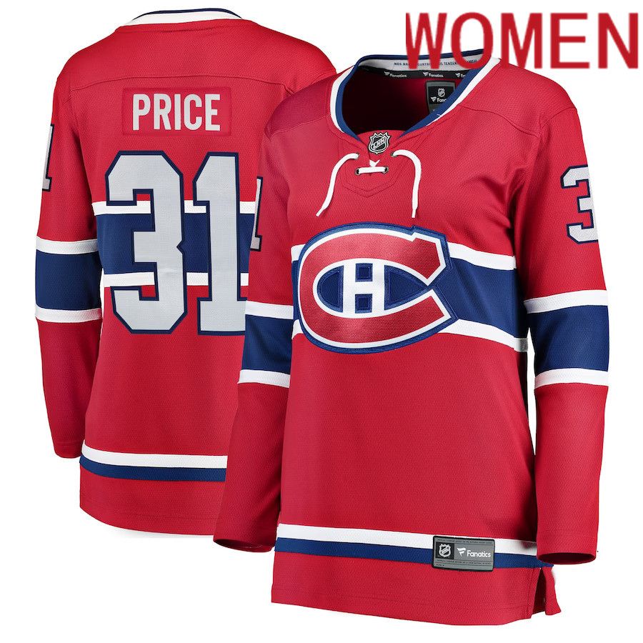 Women Montreal Canadiens #31 Carey Price Fanatics Branded Red Home Breakaway Player NHL Jersey